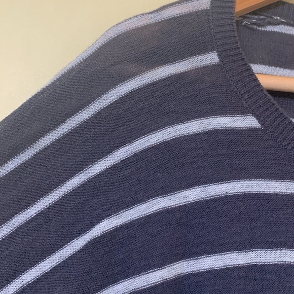 Vince Charcoal Gray Striped Lightweight 100% Cotton Round Neck Knit Top Shirt M - Picture 15 of 17